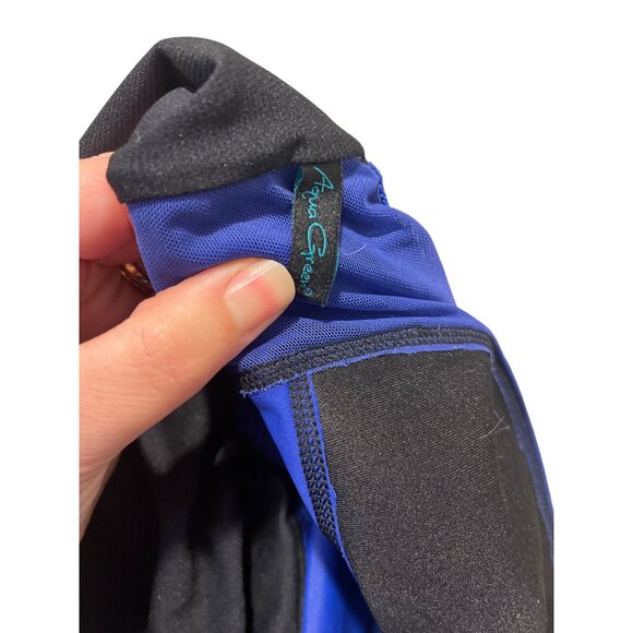 Mesh Panel Crossover One-Piece Swimsuit By Aqua Green Size XL Blue - Picture 5 of 7